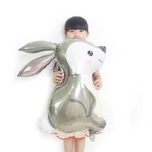 Large silver rabbit foil balloon for forest animal themed party decorations