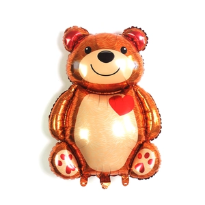 Grand Ballon en Feuille d'Aluminium Ours Coeur Dessin Animé Ours en Peluche Brun Ballon Gonflable pour Décoration de Mariage Fête d'Anniversaire