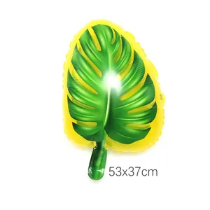 Detailed monstera leaf foil balloon with realistic green and yellow gradient patterns