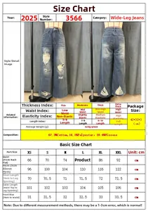 Gedetailleerde maattabel voor baggy ripped jeans met taille- en lengtematen in cm