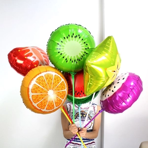 Colorful 18-inch fruit aluminum foil balloons including watermelon and strawberry for parties