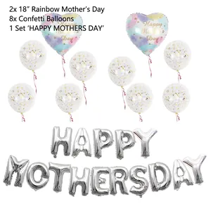 Détail du kit ballons pailletés or rose et ballons lettres Happy Mother's Day