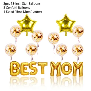 Set de ballons Fête des Mères or rose avec lettres Best Mom et ballons à paillettes