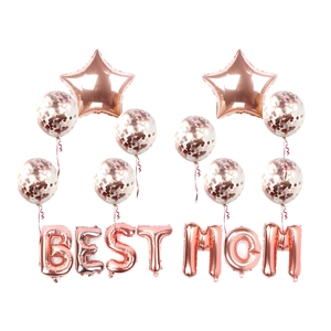 Décoration de Ballons de la Fête des Mères Happy Mother's Day Best Mom Or Rose Paillettes Ballons Étoile Cœur Thème