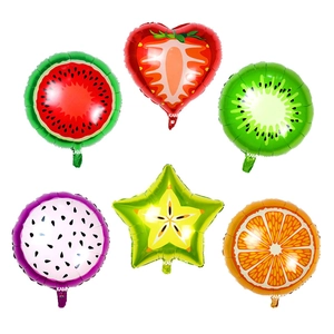 Set of six 18-inch colorful fruit foil balloons for summer themed party decorations