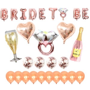 Rose Gold Bride To Be Foil Balloon Garland Diamond Ring Heart Champagne Shapes For Bridal Shower Wedding Bachelorette Party Decor