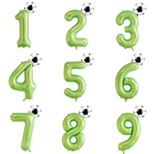 Green Number Aluminum Film Balloon And Soccer Ball Foil Balloon For Kids Birthday Party Decoration Sport Theme Celebration Balloon