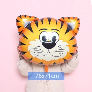 Palloncino gigante a forma di tigre in alluminio per feste bimbi 76x71cm arancione
