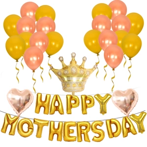 Rose gold Mother's Day balloon set with crown and Happy Mother's Day gold letters