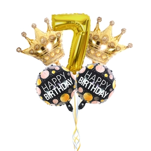 Kit de ballons couronne dorée et chiffre 7 pour décoration de 7ème anniversaire
