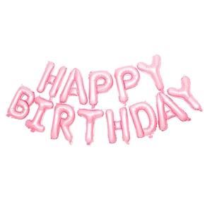 Pink foil Happy Birthday balloon set for kids first birthday party decorations