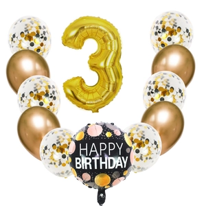 3rd birthday balloon set with 32-inch gold number 3, confetti, and latex balloons