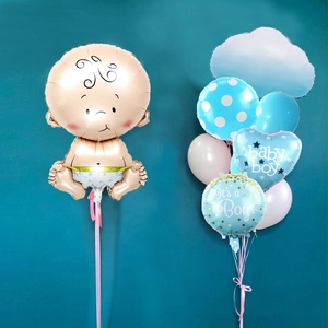 Kit décoration baby shower garçon avec ballons It's a Boy et figurine de bébé