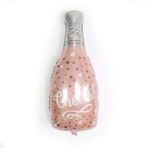 Rose gold champagne bottle foil balloon with Cheers print for party decorations
