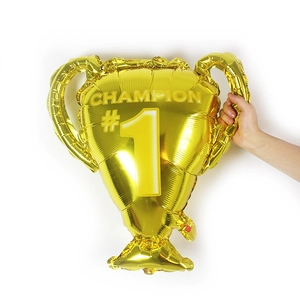 Goldener Pokal-Folienballon mit #1 Champion-Aufdruck für Siegesfeiern und Deko