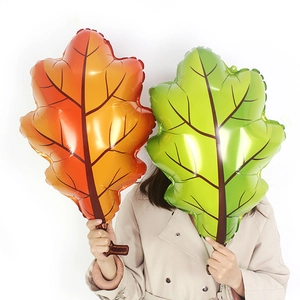 Forest Theme Leaf Aluminum Foil Balloon Maple Oak Shape Gradient Color Balloon For Birthday Wedding Thanksgiving Party Decoration