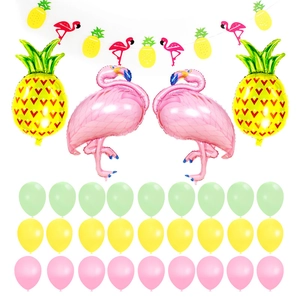 Kit de ballons de fête tropicale avec flamants roses et ballons ananas en aluminium