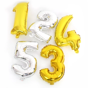 Metallic Number Balloons Aluminum Foil Digital Balloons Shiny Gold Silver Rose Gold For Birthday Wedding Party Decoration