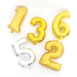 16-inch matte gold and silver foil number balloons for birthday and party decorations
