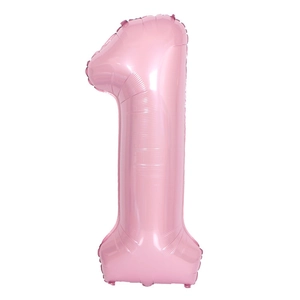 40-inch light pink pearlescent number 1 foil balloon for first birthday party decoration