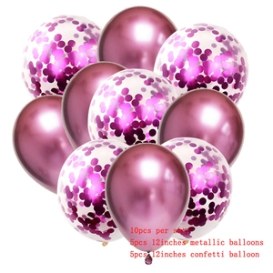 Detail view of 10pcs 12-inch rose gold metallic and pink confetti latex party balloons