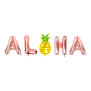 16-inch rose gold ALOHA balloon set with pineapple for Hawaiian summer party decorations