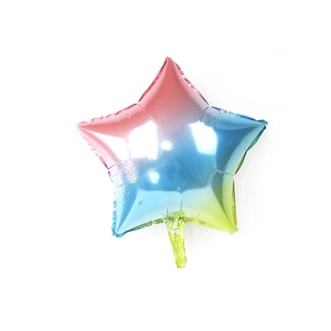 32-inch rainbow gradient star foil balloon for birthday party decoration on white background