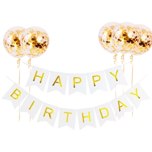 Striscione di Compleanno Happy Birthday Con Coda di Rondine e Palloncini Confetti Per Decorazione Festa Compleanno Blu Rosa Nero