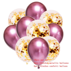 10pcs set of 12-inch purple metallic and gold confetti balloons for party decor