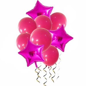Rose gold five-pointed star foil balloons and latex balloons set for party decoration