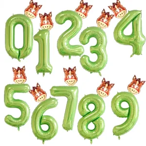 Kit de ballons chiffres verts avec tête de cheval pour décoration de fête thème jungle