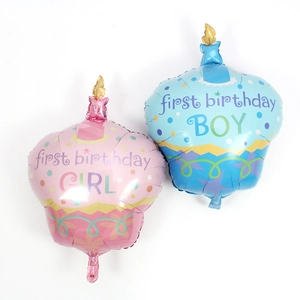 Rosa und blaue Cupcake-Folienballons für die 1. Geburtstagsfeier von Jungen oder Mädchen