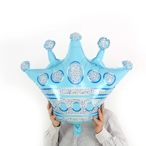 Grand ballon couronne en aluminium bleu avec pois pour décoration de fête et mariage