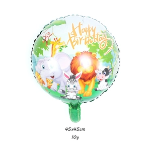 Ballon en aluminium animaux de la jungle 18 pouces avec lion, éléphant et Happy Birthday