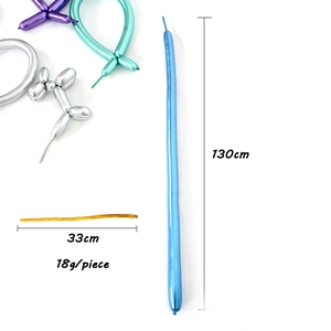 Metallische Chrom-Modellierballons mit unaufgeblasenen 33cm und aufgeblasenen 130cm