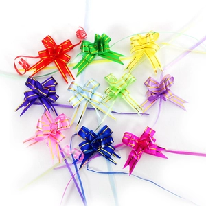 12mm pull bows for gift wrapping with gold edges in 10 assorted vibrant colors