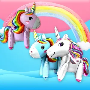 3D Standing Unicorn Aluminum Film Balloon Rainbow Animal Foil Balloon For Kids Birthday Party Decoration Supplies Gift