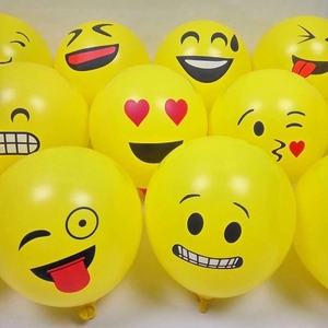 Yellow Emoji Latex Balloons Round Cartoon Expression Printed Party Decoration Balloons For Birthday Wedding Celebration