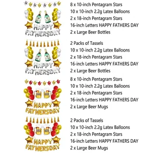 Kit de décoration ballon Fête des Pères avec étoiles métalliques et forme de bière