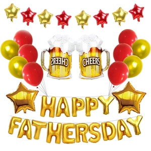 Kit de Ballons Happy Father's Day en Feuille d'Aluminium et Latex avec Bannière Étoiles Chope de Bière Glands Décorations de Fête