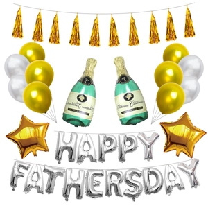 Set de ballons 16 pouces Happy Father's Day avec ballons champagne et franges dorées