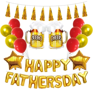 Kit ballons Happy Father's Day dorés avec choppes de bière et étoiles de fête