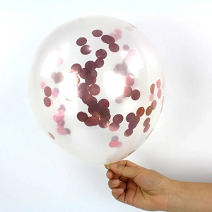 12-inch clear balloon filled with rose gold metallic confetti for birthday parties