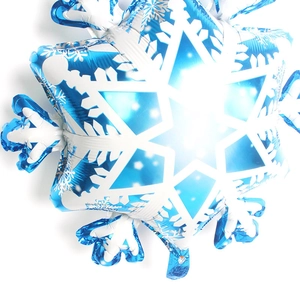 28-inch blue and white snowflake foil balloon with metallic finish for winter party decor