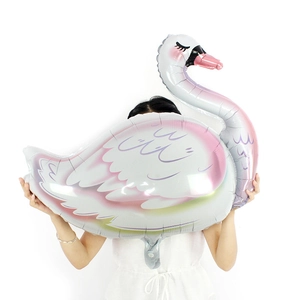 Grand ballon cygne en aluminium avec dégradés pastel pour décoration de fête d'anniversaire