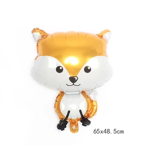 Detail view of 65x48.5cm fox shaped foil balloon with orange and white colors