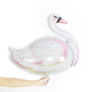 Grand ballon cygne en aluminium blanc et rose pour décoration de fête d'anniversaire