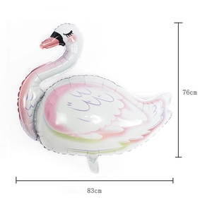Grand ballon cygne en aluminium 83x76cm blanc et rose pour décoration de fête