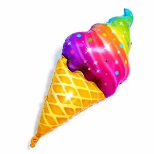 Regenboog ijsje folieballon voor versiering van kinder verjaardagsfeestjes
