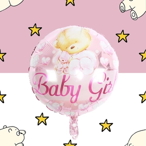 Ballon Rond en Feuille d'Aluminium Décoration Fête Baby Shower Ours Dessin Animé Arc-en-ciel Imprimé Ornement Bébé Garçon Fille Anniversaire